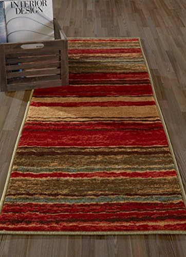 Diagona Designs Contemporary Wavy Stripes Design Non-Slip Kitchen / Bathroom / Hallway Area Rug Runner, 20" W x 59" L, Multi Color