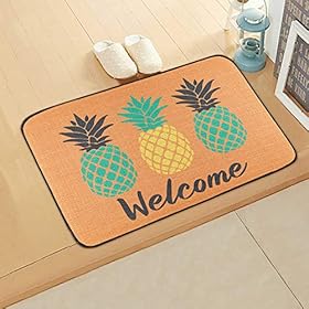 GROBRO7 Pineapple Doormat Summer Linen Welcome Carpet Rubber Non-Slip Reusable Entrance Rug Floor Hawaiian Door Mat… 51GFRhI7AlL