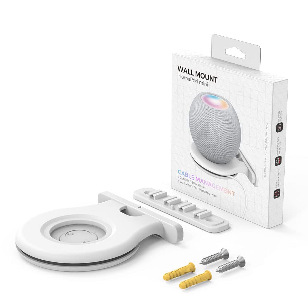 Aokicase Compatible with Apple HomePod Mini Holder Wall Mount Stand Mount Accessories with Integrated Cable Management, Speaker Accessory Rack PT149 (Apple HomePod Mini, White) 1 Piece
