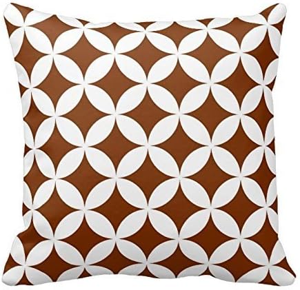 Fashionable Printed Patterned Durable Cotton Pillowcase Brown And White Circles Pattern Square Decorative Cotton Throw Pillow Case Cushion Cover Zippered Two Sides