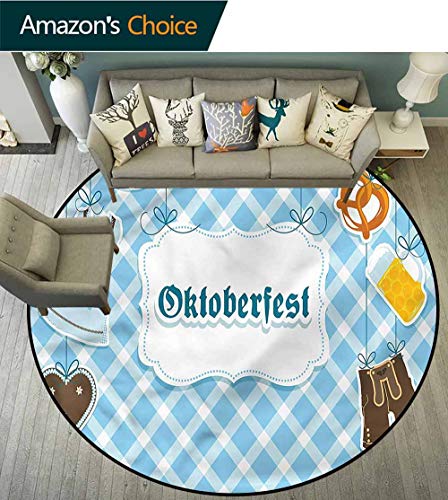 RUGSMAT Oktoberfest Computer Chair Floor Mat,Dirndl Dress and Hat Non-Slip No-Shedding Kitchen Soft Floor Mat Round-63 - Thumbnail 2