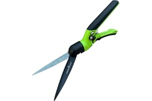 GARDEN GURU LAWN & GARDEN TOOLS Garden Guru Hand Grass Clipper Scissors – Rotating Cutter Head with Safety Lock – Rust Proof High Carbon Steel Blades – Soft Comfort Grip Handles – Perfect for Lawn Edging, Shrubs, Flowers, Gardening