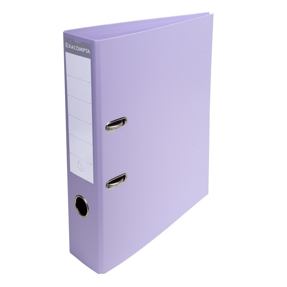 Exacompta - Ref 53707E - Prem'Touch PVC Lever Arch File - 320 x 290mm in Size, 2 Rings, Can Hold A4 Documents, 70mm Spine, 75mm Rings, FSC-Certified - Lilac Cover — image 1