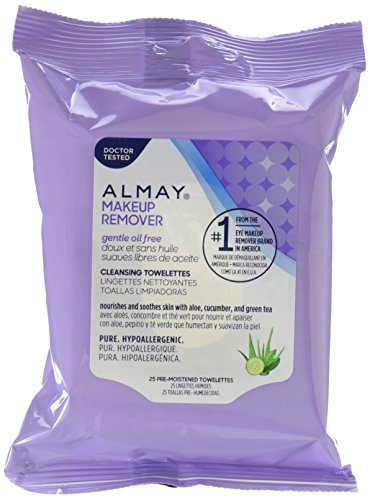 Almay Oil-Free Makeup Remover Face Towelettes, 25 Counts