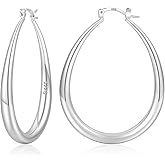 YOUNGYUE Gold Hoop Earrings for Women Hypoallergenic 14K Gold Plated Chunky Hoops Earrings Lightweight Oval Hoop Earring for Women 35/40/50mm