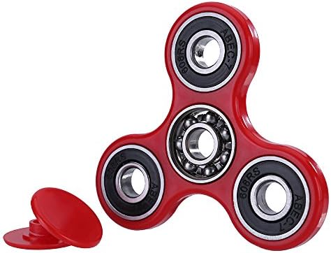 2 min Fidget Finger Spinner Steel Bearing Helps Focusing &amp; Killing Time Hand Toy Best Stress Reducer Relieves ADHD Anxiety (red)