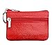 ETIAL Womens Genuine Leather Zip Mini Coin Purse w/Key Ring (Red)