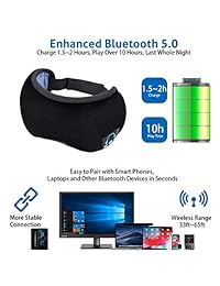 Sleep Headphones, Upgraded Sleep Eye Mask Bluetooth 5.0, Wireless Sleep Headphones, Designed with Ultra Thin Speakers & MIC, Super Soft, Washable, Hands-   ing, Travel Helper, Idea