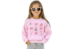 PNORATM Toddler Baby Girl Christmas Sweatshirt Santa Claus Xmas Tree Bow Shirt Crewneck Long Sleeve Outfits Elk Sweater
