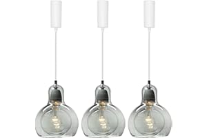 Kiven J-Type Track Lighting Light Fixture,3-Light Modern Glass Juno Track Pendant Light, Adjustable Length Track Light Pedant