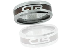 One Moment In Time J185 Size 10 Duo Titanium Ion Wood & Steel Ring Mormon LDS CTR