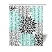 WECE Black Grey Green Dahlia Floral Pattern Polyester Waterproof Shower Curtains 60 x 72 by Flower Shower Curtains