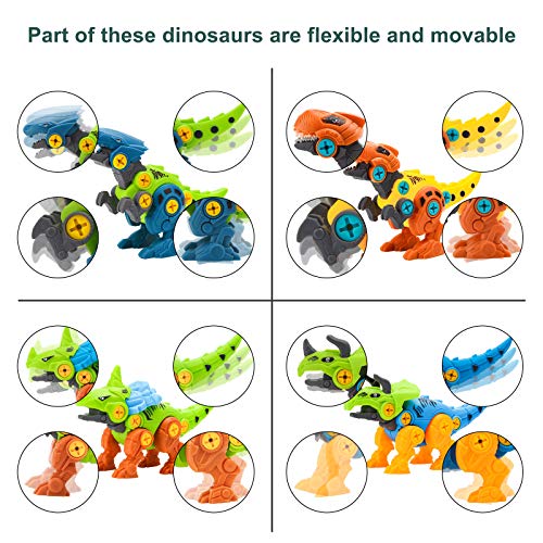 3 otters Take Apart Dinosaur Toy, STEM Toys for Kids Dinosaur Building Blocks 4PCS STEM Dinosaur Toys Educational Gifts for Boys Birls