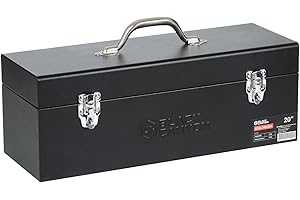 Black Canyon 20 Inch Steel Tool Box, Metal Tool Box, Carbon Steel, Portable&Padlockable, Sturdy & Durable toolbox, Ideal for Trailer, Mechanic, DIY-ers, Car Toolbox, Workshops, Garages, Repair Shops