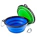 IDEGG Portable Silicone Pet Bowl, 7 Inches, Foldable Expandable Water Feeding Travel Bowl Cup Dish for Pet Dog Cat and Small Animals (Set of 2,Blue+Green)