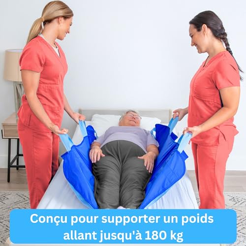 EYRA Slide Sheet 122 x 102 cm with 8 Handles – Reusable and Washable Transfer & Positioning Aid Sheet for the Elderly, Bedridden Patients and Disabled – Supports Up to 180 kg