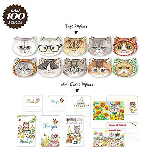 Cat Sticker Bookmark Gift Card 100pcs Set Sheets Decal Label Cat Collection forChildren, Teacher, Parent, Grandparent, Kids, Craft, School, Planners & Scrapbooking (Cat)