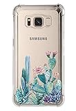 Galaxy S8 Active Case,Samsung Galaxy S8 Active Case with Flower,LUOLNH Slim Shockproof Clear Floral Pattern Soft Flexible TPU Back Cover for Samsung Galaxy S8 Active (Cactus Flower)