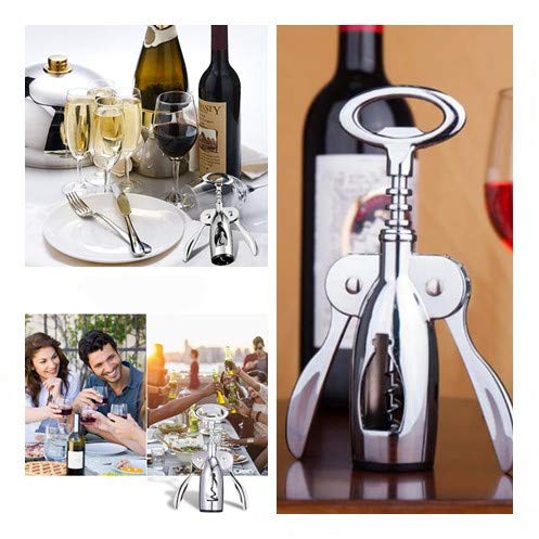 Wing Corkscrew Wine Opener, 2in1 Multifunctional Red Wine and Beer Remover, Stainless Steel & Zinc Alloy Material, Bar/Kitchen/Restaurant Tools, Silver