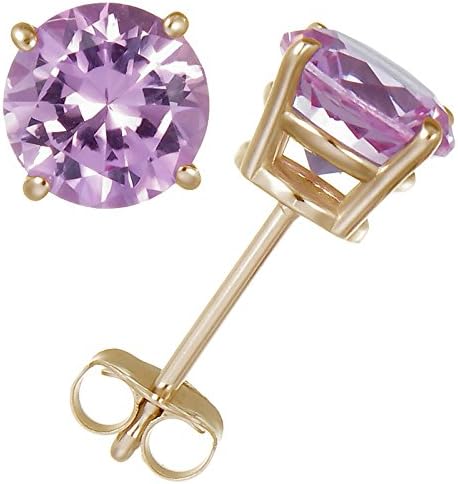 1 cttw Pink Sapphire Stud Earrings 14K White Gold Round with Push Backs