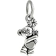 Dangle Teddy Bear with Flower Charm Bead for Charms Bracelets