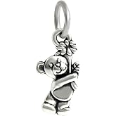 Cherityne Dangle Teddy Bear with Flower Charm Bead for Charms Bracelets
