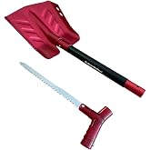 SnowBigDeal Emergency Snow Shovel with Saw - Converts from Dig to Chop/Hoe Mode - Portable for Snowmobiles, Skiing, Backcountry, Avalanche Rescue - Winter Survival Gear for Car, Camping - T6 Aluminum