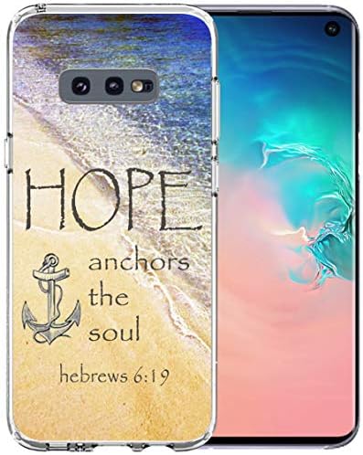 Case for S10E Bible Words - Topgraph [Soft TPU Slim Fit Black with Design] Cover Compatible with Samsung Galaxy S10E Protective Cover Bible Words Silicone Cover Hope Anchors The Sould