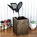 MyGift Rustic Coffee Brown Solid Wood Kitchen Countertop Utensil Holder, Cooking Utensil Crock and Flatware Storage Caddy