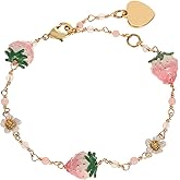BSL juicy Women's Stylish Versatile Bracelet - Elegant White Flower, Pink Strawberry Charm, Fresh & Sweet Bohemian Design Jewelry, Perfect Friendship Gift for Friends & Loved Ones