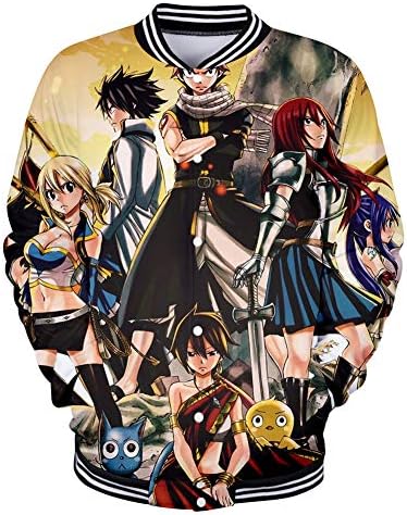 Fashco Anime Fairy Tail 3D Printed Sweatshirt Adult Role-Playing Collar Baseball Uniform