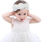 Fmeida Flower Headband for Baby Girl Floral Headbands Crown Baptism Hairband White Hair Accessories