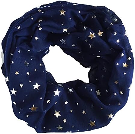 Trelemek Women's Soft Lightweight Star Printed Sheer Infinity Loop Circle Scarf