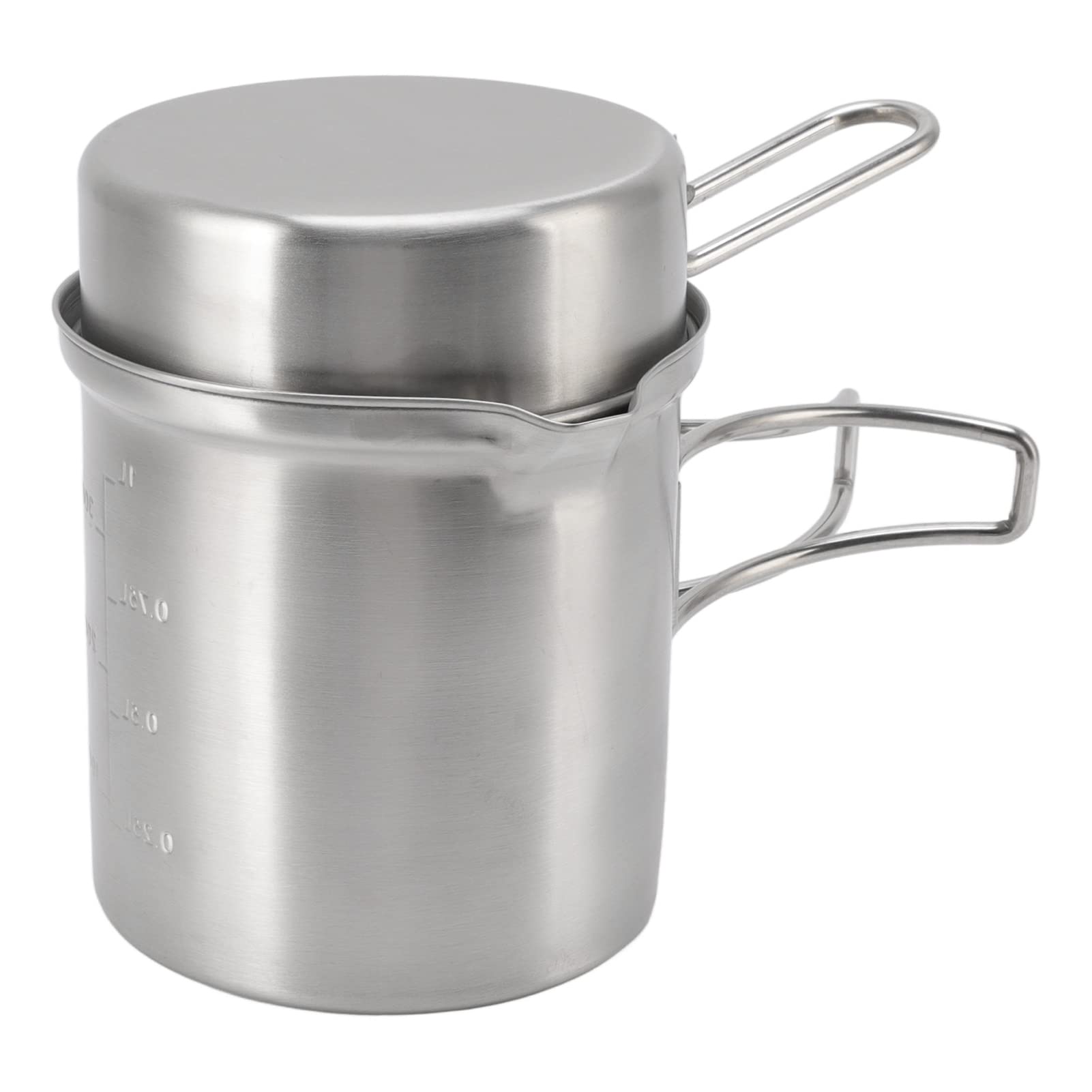 CUEI Camping Cookware, Stainless Steel Lightweight Camping Cooking Pot Set with Pot, Lid and Storage Bag, Portable Cooking Bowl Fit for 1 to 2 People for Hiking Backpacking Picnic Travel