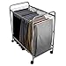Evelots Rolling Trolley,18 Removable Pant Hangers, Trouser Organizer,Silver