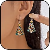 Christmas Tree Earrings for Women Cute Metal Splicing Xmas Tree Dangle Earrings Colorful Acrylic Xmas Earring Christmas Winter Holiday Jewelry Accessories