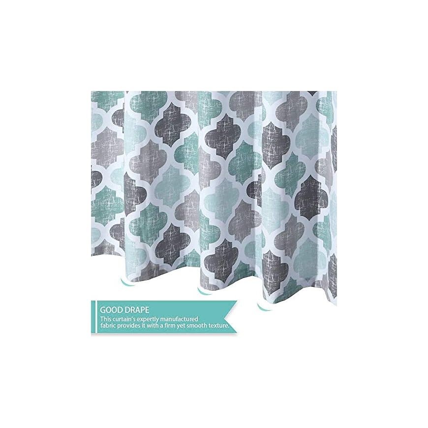 Haperlare Fabric Shower Curtain, Aqua Cotton Blend Fabric for Bathroom