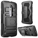 Verizon Droid Maxx 2 Case, i-Blason Prime Series Dual Layer Holster For Moto Droid Maxx 2 / Moto X Play 2015 Release with Kickstand and Locking Belt Swivel Clip (Black)