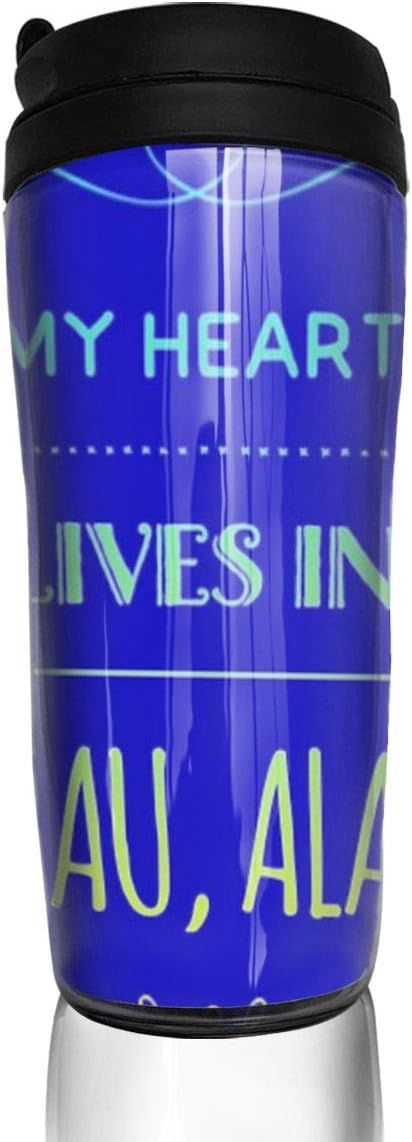 BaboLye My Heart Lives In Juneau, Alaska ABS Travel Coffee Mugs With QuickSeal Lid Insulated 12 OZ Double Wall Water Coffee Cup