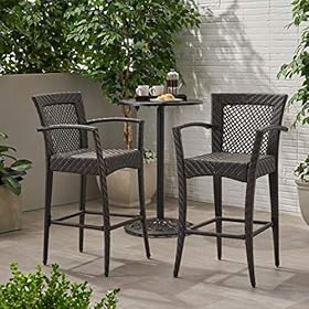 Christopher Knight Home Megan Outdoor 46" Wicker Barstool (Set of 2), Multi Brown Finish 51GFpSpg8zL