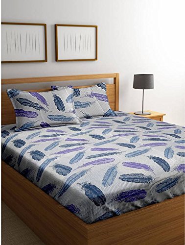 Cortina 104 TC Cotton Double Bedsheet with 2 Pillow Covers - Multicolour