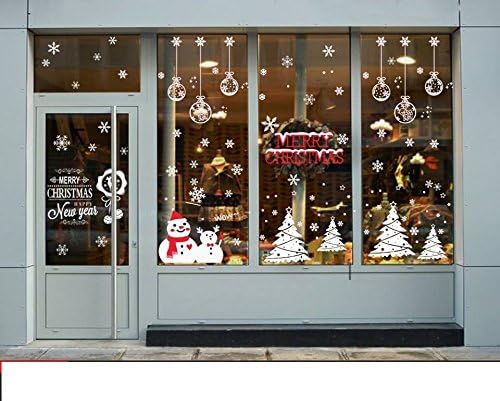 Set of Vacuumed Sticker for Christmas Decoration; decorative ball length 75 cm each, message size 50 x 80 cm, Tree size 50 x 42 cm