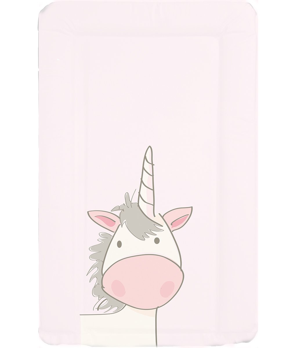 Deluxe Baby Waterproof Changing Mat with Raised Edges - Beautiful Unique Pale Pink Unicorn Design
