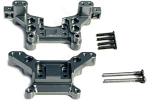 RWLZLB 2PCs Front ＆ Rear Metal Shock Mount Parts, RC Car Upgrade Parts, 16170 16180, for Hyper Go H16BM H16GT H16DR Jetwood MJX 1/16 Scale RC Car (Dark Grey)