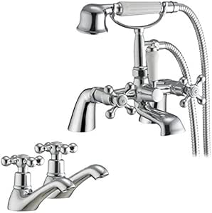 Estilo victoriano tradicional grifo mezclador de baño con ducha y par