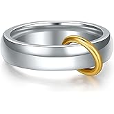 Exqele Stackable Rings Interlocked Chunky Gold Rings 18K Gold Plated Stainless Steel Jewelry Gift Set for Women