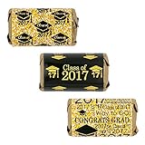 Class of 2017 Graduation Party Favor Stickers for Hershey's Miniature Bars, Set of 54 (Black and Gold)