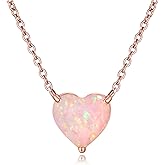 CiNily White Gold Opal Necklace Small Oval Opal Jewelry for Women Girls Gemstone Necklaces
