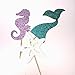 VEHIRIN 24 Pieces Mermaid Theme Glitter Cupcake Topper Cake Picks Decoration for Baby Shower Birthday Party Favors, Mermaid Tail, Seahorse and Starfish Food Picks