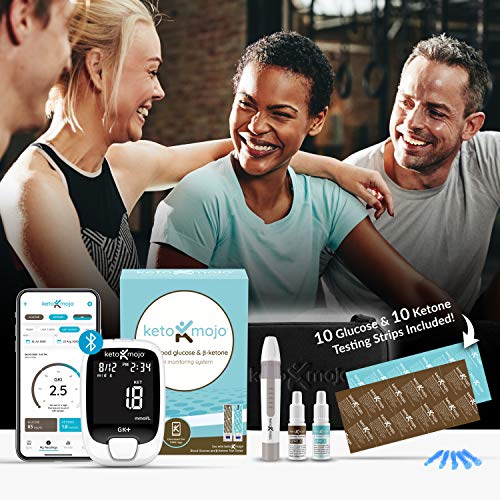 KETO-MOJO GK+ Bluetooth Glucose & Ketone Testing Kit + Free APP for Ketosis & Diabetes Management. 20 Blood Test Strips… - Image 3